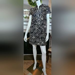 NWT Banana Republic Dress Small 4 Black Shift Shirtdress Collar Short Sleeve